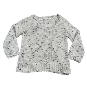 American Eagle Outfitters Womens S White Navy Speckled Chunky Knit Sweater Ramie